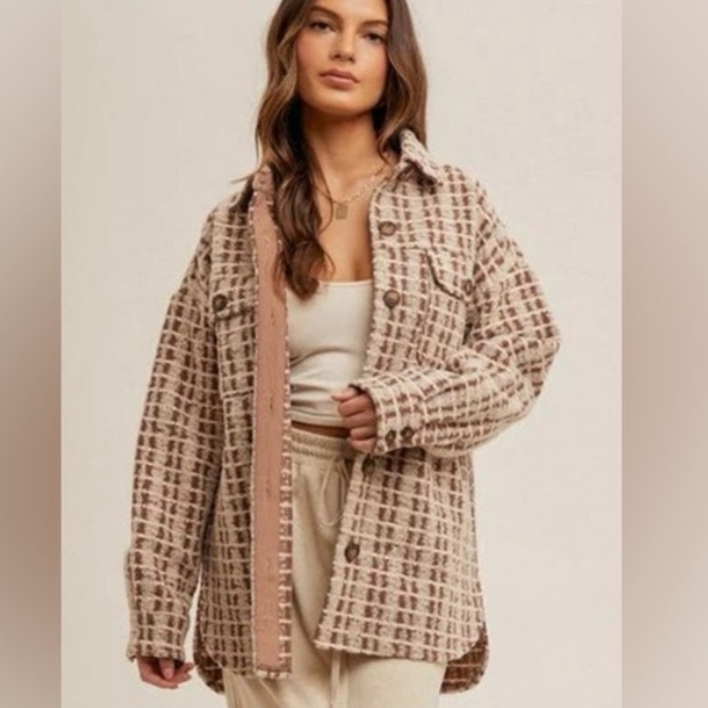 Hem & Thread Cozy Plaid Shacket 🤎 Size Large